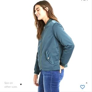 J. Crew Collection Women's Satiny Bomber Motorcycle Full Zip Jacket, Olive | 6